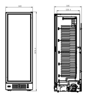 photo 2 congélateur 1 porte en verre noir 382l