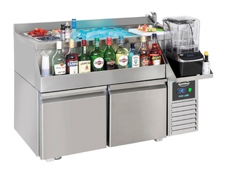 photo 1 table réfrigérée 2 portes avec bar à cocktails