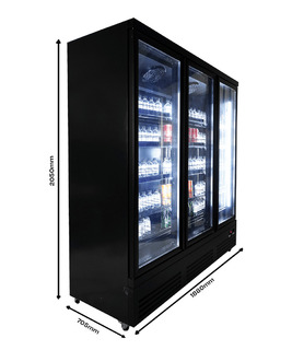 photo 5 réfrigérateur 3 portes en verre noir ceb-1600r bl