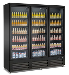 photo 1 congélateur 3 portes en verre noir ceb-1600f bl