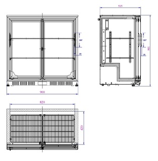 photo 2 arrière bar réfrigérée noir 2 portes coulissantes