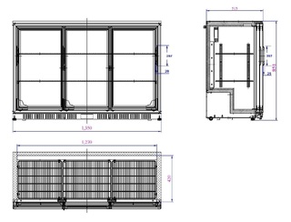 photo 2 arrière bar réfrigérée noir 3 portes coulissantes