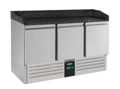 Photo 1 matériel référence 7950-0061: Table préparation pour pizza 3 portes granit noir