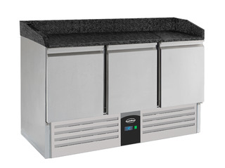 photo 1 table préparation pour pizza 3 portes granit noir