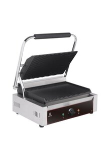 photo 1 grill panini simple rainuré en fonte