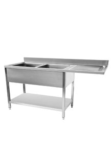 photo 1 plonge inox démontable lave-vaisselle 2 cuvex 1 égouttoir droite 1600 x 600