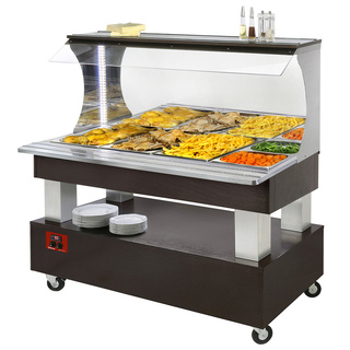 photo 1 buffet chauffant mural, bain marie, 4x gn1/1-150 bois wengé