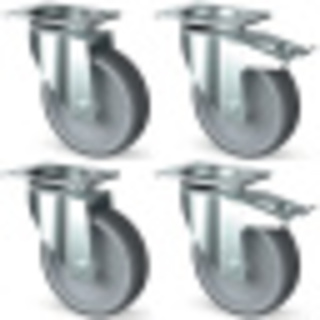 photo 3 kit 4 roues inox, pivotantes, 2x freins
