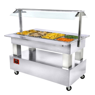 photo 1 buffet chauffant, bain marie, 4x gn1/1-150 bois blanc