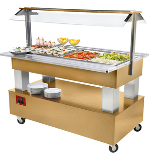 photo 1 buffet - salad bar réfrigéré, 4x gn 1/1-150 bois chêne clair