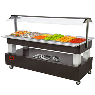 photo 1 buffet - salad bar réfrigéré, 6x gn 1/1-150 bois wengé