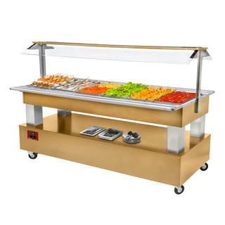 photo 1 buffet - salad bar réfrigéré, 6x gn 1/1-150 bois chêne clair