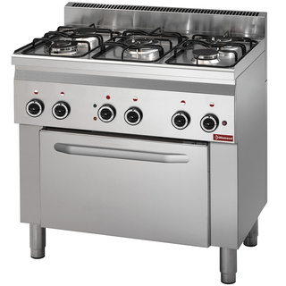 photo 1 fourneau 5 feux gaz, four à convection électrique 4x gn 1/1