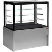 Photo 1 matériel référence CB15NN-G5-P: Comptoir vitrine panoramique, neutre, 4 niveaux, sans réserve - GRIS