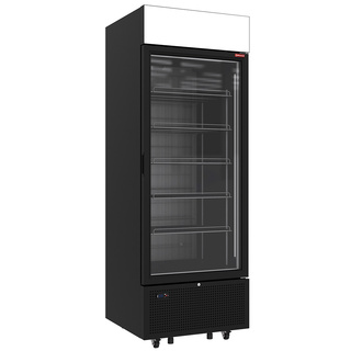 photo 1 vitrine ventilée négative vitrée 646 litres - 6 niveaux avec caisson lumineux - noire
