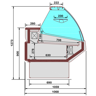 photo 4 comptoir ventilé, avec réserve, vitre bombée - frontal blanc