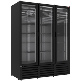 photo 1 vitrine ventilée positive 1455 litres, 3 portes battantes - noire