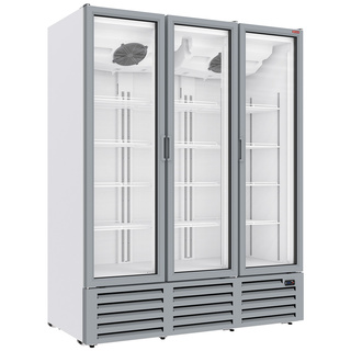 photo 1 vitrine ventilée positive 1455 litres, 3 portes battantes - blanche
