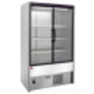 photo 3 meuble mural réfrigéré, portes battantes - gris / blanc