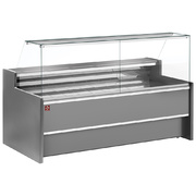 Photo 1 matériel référence FC25G8-VR2: Comptoir vitrine réfrigéré à vitre droite 90°, ventilé, avec réserve - GRIS
