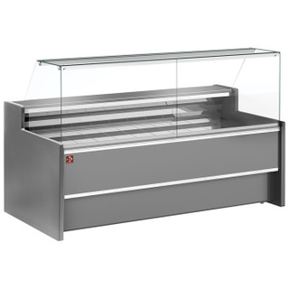 photo 2 comptoir vitrine réfrigéré à vitre droite 90°, ventilé, avec réserve - gris