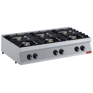 photo 1 cuisinière 6 feux gaz, bruleurs 6x 5,5 kw -top -