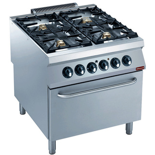 photo 1 fourneau gaz 4 feux vifs, four électrique gn 2/1-