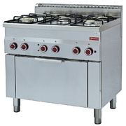 Photo 1 matériel référence G605BFEV9: Fourneau 5 feux gaz et four convection électrique gn 1/1
