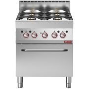 Photo 1 matériel référence G654BFEV7-230V3-N: Fourneau gaz 4 feux vifs, avec four électrique à convection GN 1/1