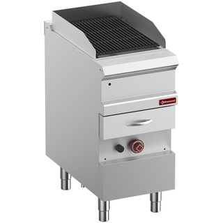 photo 1 grill vapeur gaz, grille en fonte double face, module 1/2,