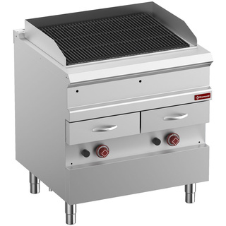 photo 1 grill vapeur gas, grille en fonte double face, module 1/1