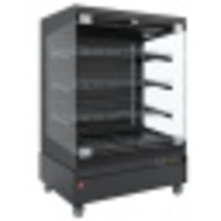 photo 3 vitrine chauffante,  libre-service, avec porte vitrée, sur roues - full black