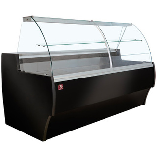 photo 2 comptoir vitrine réfrigéré à vitre bombée, ventilé, avec réserve - noir