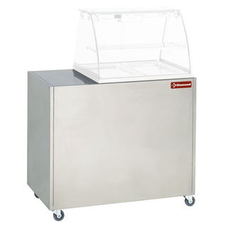 photo 1 meuble inox support vitrine vbe-211, sur roulettes