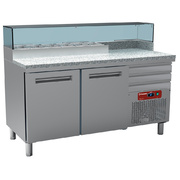 Photo 1 matériel référence MR-PIZZAR2: Table frigo pizzeria, 2 portes en 600x400, 3 tiroirs neutres en 600x400, structure réfrigérée 6x gn 1/4