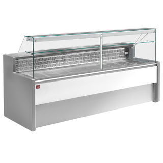 photo 2 comptoir vitrine réfrigéré à vitre droite 90°, avec réserve - gris/blanc