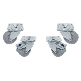 photo 3 kit 4 roues inox pour tables, pivotantes, 2x avec freins
