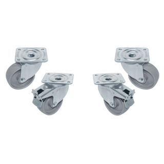 photo 2 kit 4 roues inox pour tables, pivotantes, 2x avec freins