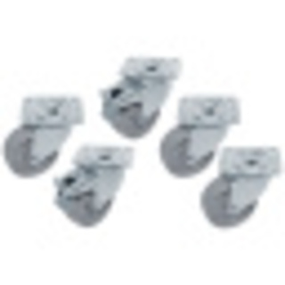 photo 3 kit 5 roues inox pour tables, pivotantes, 2x avec freins