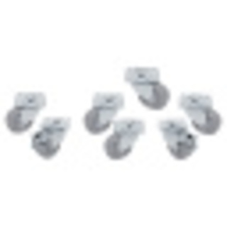 photo 3 kit 7 roues inox pour tables, pivotantes, 2x avec freins