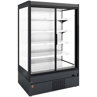 photo 1 meuble mural réfrigéré, joues vitrée, libre-service, portes battantes - black/white