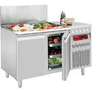 Photo 1 matériel référence SG2-G3P9: Table frigorifique ventilée, 2 portes GN 1/1, 260 Lit. avec saladette réfrigérée GN