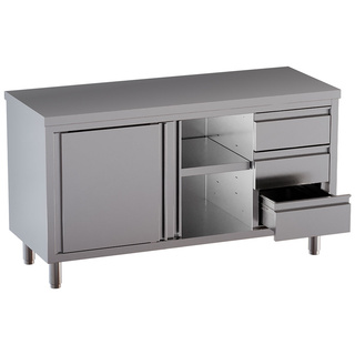 photo 1 table sur armoire neutre et 3 tiroirs à droite