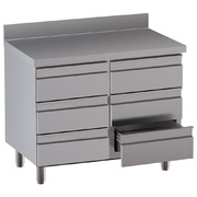 Photo 1 matériel référence TACS107D-SA8: Table sur armoire avec 6 tiroirs, avec dosseret arrière