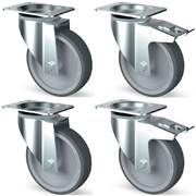 Photo 1 matériel référence TIK4-L: Kit 4 roues inox, pivotantes, 2x freins