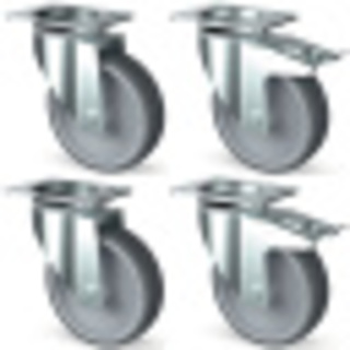 photo 3 kit 4 roues inox, pivotantes, 2x freins