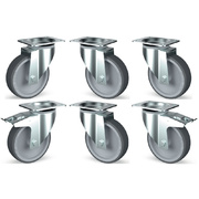 Photo 1 matériel référence TIK6-L: Kit 6 roues inox, pivotantes, 2x freins