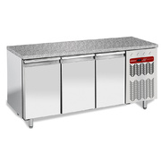 Photo 1 matériel référence TP3NHG-R2: Table frigorifique, ventilée, 3 portes EN 600x400 - Top en granit