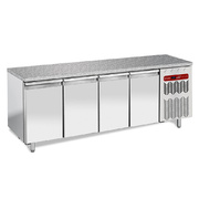 Photo 1 matériel référence TP4NHG-R2: Table frigorifique, ventilée, 4 portes EN 600x400 - Top en granit