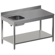 Photo 1 matériel référence TV1471SD-ST7: Table de "Chef" avec tablette inférieure, cuve gauche + dosseret arrière